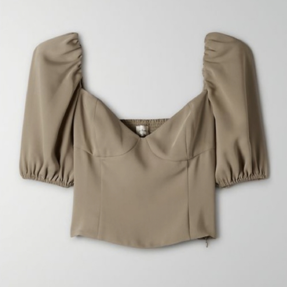 ARITZIA - NOVELLA BLOUSE TAUPE NWT